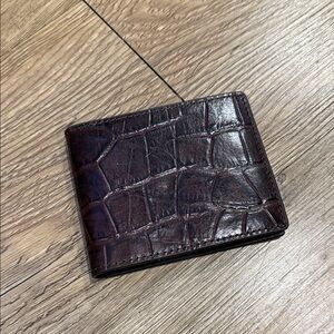 Fossil Men's Croc-Embossed Money + Cardholder Wallet - Dark Brown